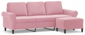 Sofa 3-osobowa z podnÃ³Å¼kiem, rÃ³Å¼owa, 180 cm, aksamitem
