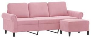 Sofa 3-osobowa z podnÃ³Å¼kiem, rÃ³Å¼owa, 180 cm, aksamitem