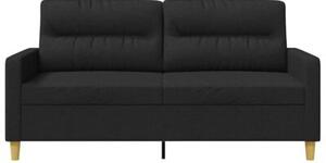Sofa 2-osobowa, czarna, 140 cm, tapicerowana tkaninÄ