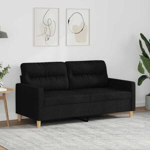 Sofa 2-osobowa, czarna, 140 cm, tapicerowana tkaninÄ