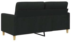 Sofa 2-osobowa, czarna, 140 cm, tapicerowana tkaninÄ