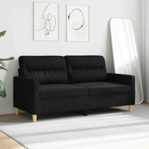 Sofa 2-osobowa, czarna, 140 cm, tapicerowana tkaninÄ