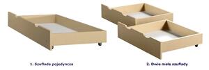 Drewniane łóżko dziecięce z 2 szufladami, wanilia - Dada 4X 160x80 cm