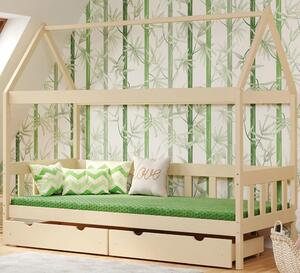 Drewniane łóżko dziecięce z 2 szufladami, wanilia - Dada 4X 160x80 cm
