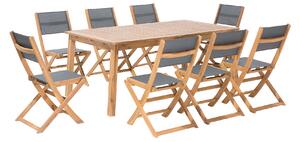 Ogrodowy zestaw mebli jadalniany drewniany 8 osób krzesła stół rozkładany Cesana Beliani