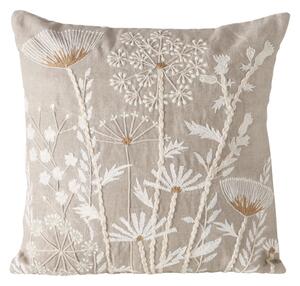 Poduszka dekoracyjna BLOMSTER, kwietny wzór, 100% len