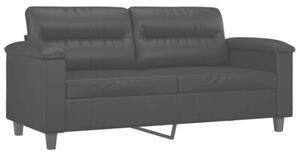 Sofa 2-osobowa z poduszkami, czarna, 140 cm, sztuczna skÃ³ra