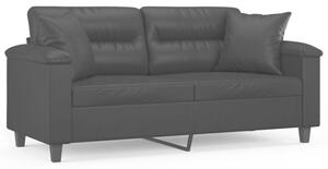 Sofa 2-osobowa z poduszkami, czarna, 140 cm, sztuczna skÃ³ra