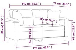 Sofa 2-osobowa z poduszkami, czarna, 140 cm, sztuczna skÃ³ra