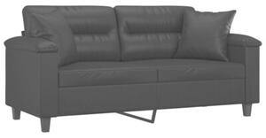 Sofa 2-osobowa z poduszkami, czarna, 140 cm, sztuczna skÃ³ra