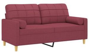 Sofa 2-osobowa z poduszkami, winna czerwieÅ, 140 cm, tkanina