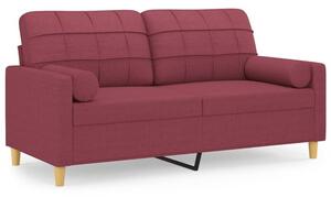 Sofa 2-osobowa z poduszkami, winna czerwieÅ, 140 cm, tkanina