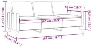 Sofa 3-osobowa, ciemnoszara, 180 cm, obita aksamitem
