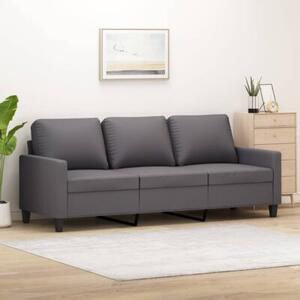Sofa, 3-osobowa szara, 180 cm, sztuczna skÃ³ra