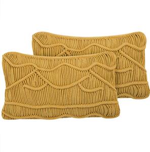 Zestaw 2 poduszek dekoracyjnych żółty bawełniany makrama 30 x 50 cm z wypełnieniem Kiris Beliani