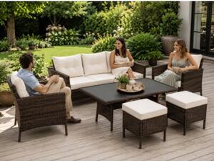 Meble Ogrodowe Costa Zestaw Komplet sofa fotele pufy stolik Corciano