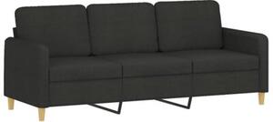 Sofa 3-osobowa z poduszkami, czarna, 180 cm, tkanina