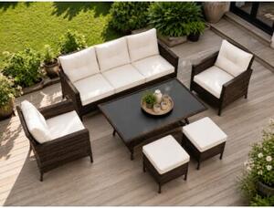 Meble Ogrodowe Costa Zestaw Komplet sofa fotele pufy stolik Corciano