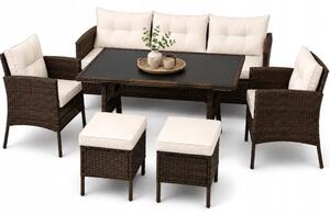 Meble Ogrodowe Costa Zestaw Komplet sofa fotele pufy stolik Corciano
