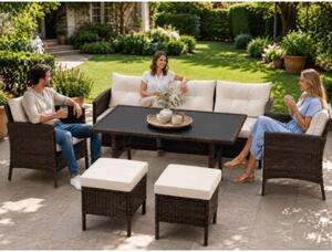 Meble Ogrodowe Costa Zestaw Komplet sofa fotele pufy stolik Corciano