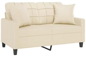 Sofa 2-osobowa z poduszkami, kremowa, 120 cm, sztuczna skÃ³ra