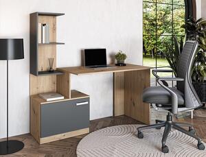 Loftowe biurko z regałem i szafką artisan | Umeblowana.com