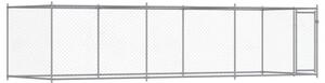 Klatka dla psa, z drzwiami, szara, 6x2x1,5 m, stal