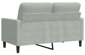 Sofa 2-osobowa, jasnoszara, 120 cm, tapicerowana aksamitem