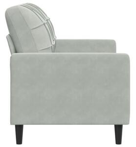 Sofa 2-osobowa, jasnoszara, 120 cm, tapicerowana aksamitem