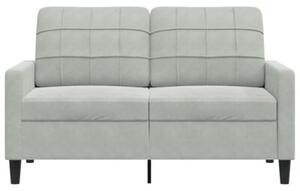 Sofa 2-osobowa, jasnoszara, 120 cm, tapicerowana aksamitem