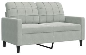 Sofa 2-osobowa, jasnoszara, 120 cm, tapicerowana aksamitem