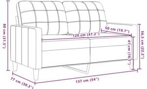 Sofa 2-osobowa, jasnoszara, 120 cm, tapicerowana aksamitem
