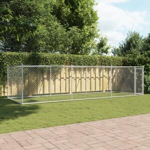 Klatka dla psa, z drzwiami, szara, 6x2x1,5 m, stal