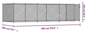Klatka dla psa, z drzwiami, szara, 6x2x1,5 m, stal