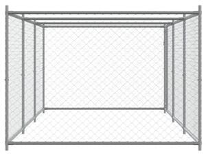 Klatka dla psa, z drzwiami, szara, 6x2x1,5 m, stal