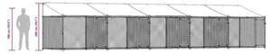 Klatka dla psa, z dachem i drzwiami, szara, 10x2x2 m, stal