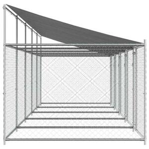 Klatka dla psa, z dachem i drzwiami, szara, 10x2x2 m, stal