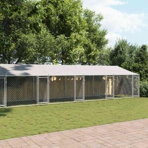 Klatka dla psa, z dachem i drzwiami, szara, 10x2x2 m, stal