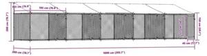 Klatka dla psa, z dachem i drzwiami, szara, 10x2x2 m, stal