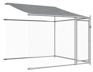 Klatka dla psa, z dachem i drzwiami, szara, 10x2x2 m, stal