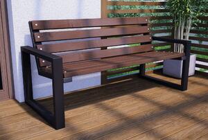 Drewniana ławka ogrodowa osiedlowa 150 cm orzech | Umeblowana.com