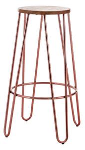 Hoker z litego drewna wiązu w naturalnym kolorze/w kolorze różowego złota (wysokość siedziska 75 cm) District – Premier Housewares