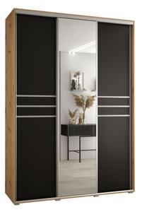 Szafa przesuwna wysoka Davos 11 180, gł. 60 cm artisan + czarny + srebrny