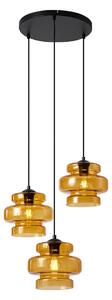 Retro Lampa Wisząca Czarna z Pomarańczowym Szkłem 3-punktowa - Denise Oswietlenie wewnetrzne
