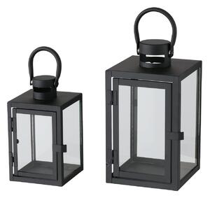Metalowy lampion ze szklaną szybą, dwa rozmiary, ARANA