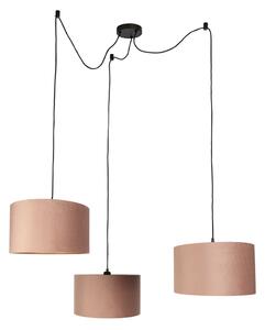 Lampa wisząca czarna z różowym kloszem i złotym wnętrzem 35 cm 3-źródła światła - Cava