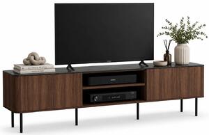 Stolik pod TV 200 cm do salonu orzech warmia + czarny marmur P4-M83