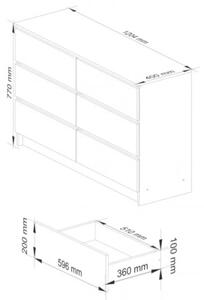 Komoda do salonu, sypialni, 6 szuflad, STILO, 120x40x77 cm, dąb craft, mat | TYLETEGOTU