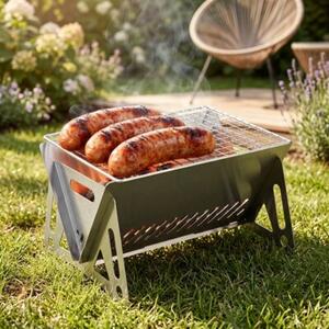 Grill węglowy stalowy składany 21x16,5x12,5 cm