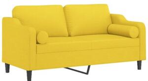 Sofa 2-osobowa z poduszkami, jasnoÅ¼Ã³Åta, 140 cm, tkanina